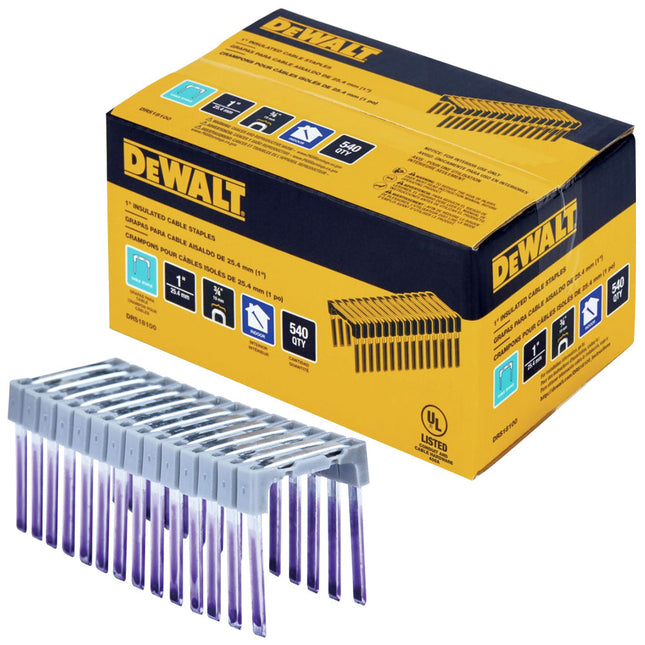 DeWalt DRS18100 25mm x 19mm Insulated Crown Staple Pack of 540 For DCN701 - MonkeyTools
