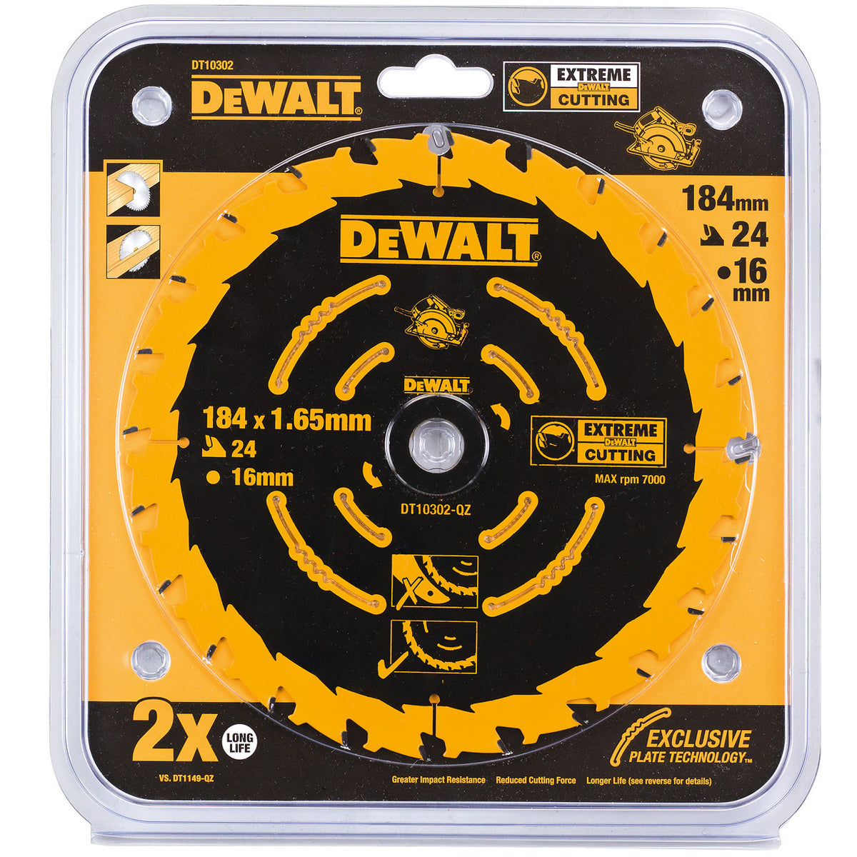 Dewalt DT10302-QZ 184mm Extreme Framing Circular Saw Blade 24T - MonkeyTools