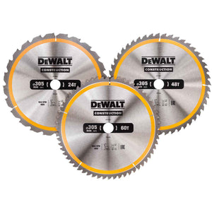 DeWalt DT1964 Construction Circular Saw Blade 3 Pack 305 x 30mm x 24T/48T/60T - MonkeyTools