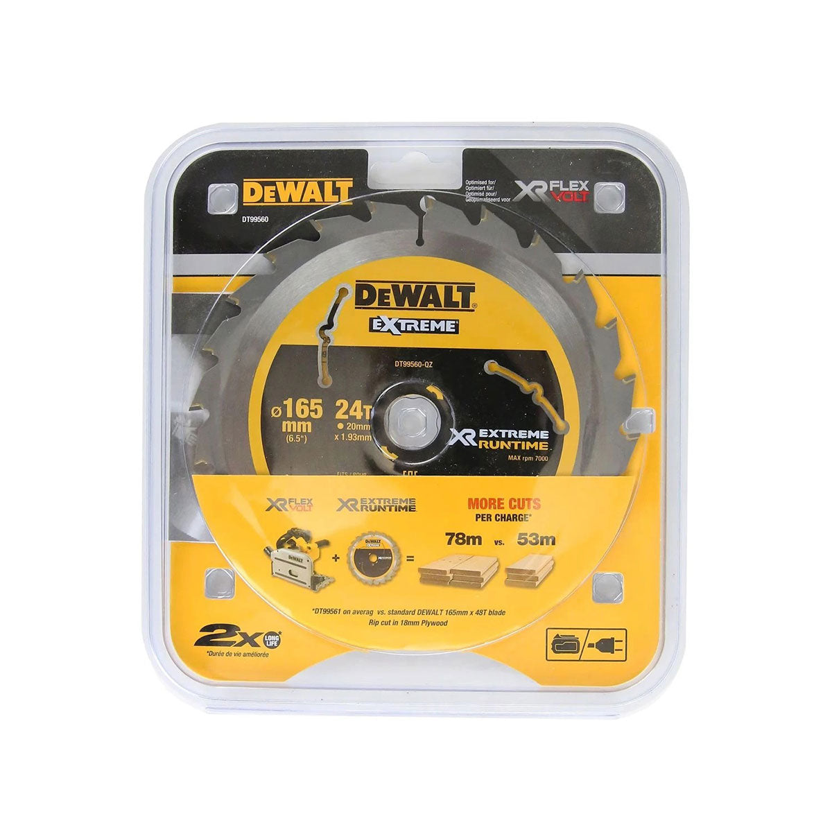 Dewalt DT99560-QZ 165mm Extreme Runtime Circular Saw Blade 24T - MonkeyTools