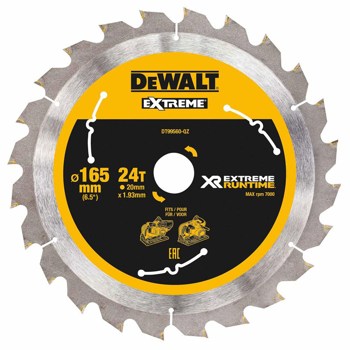 Dewalt DT99560-QZ 165mm Extreme Runtime Circular Saw Blade 24T - MonkeyTools
