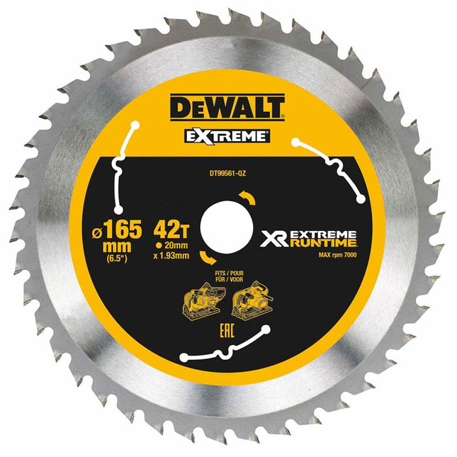 Dewalt DT99561-QZ 165mm 42T Extreme Runtime Circular Saw Blade - MonkeyTools