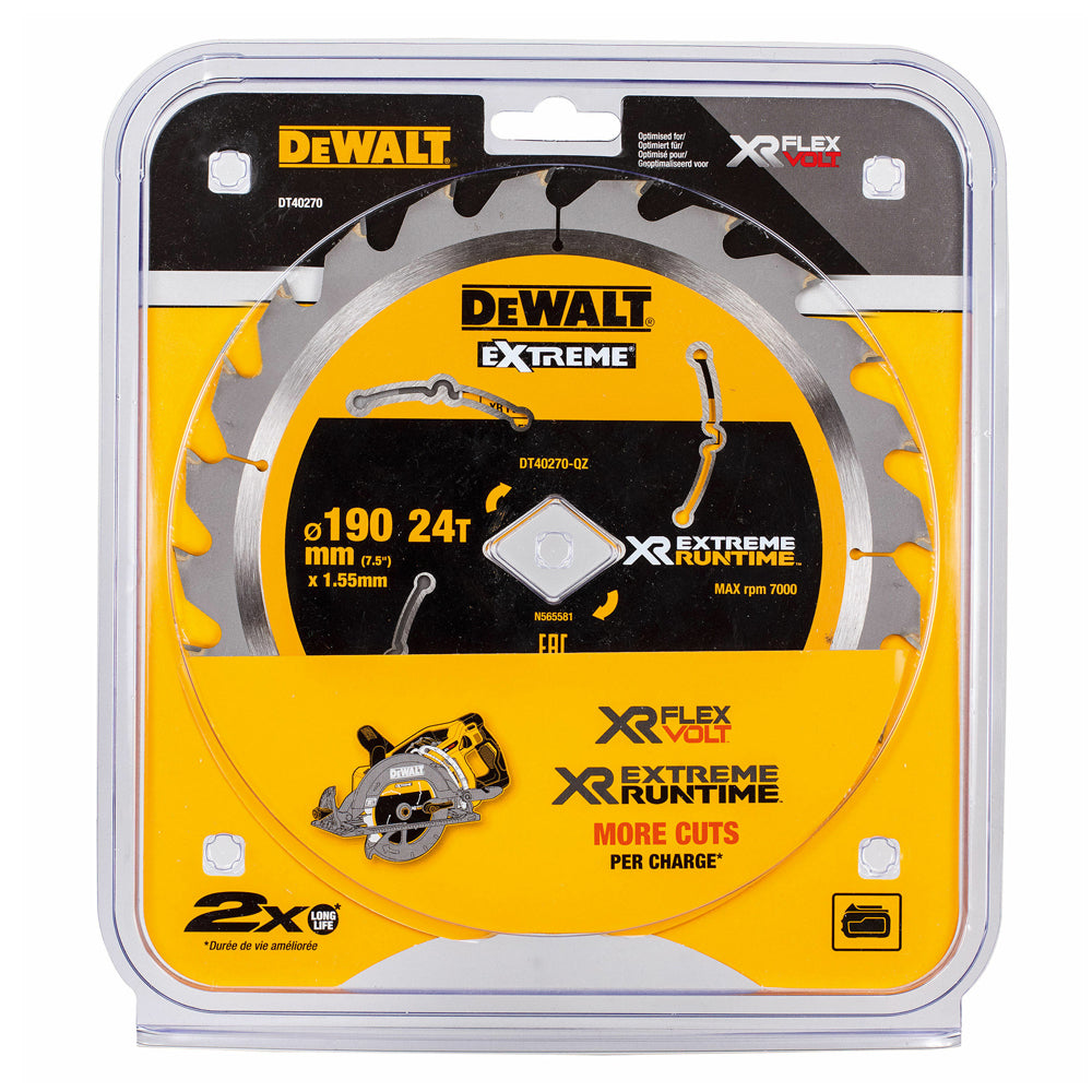 Dewalt Extreme Runtime 190mm Circular Saw Blade 24T DT40270-QZ - MonkeyTools