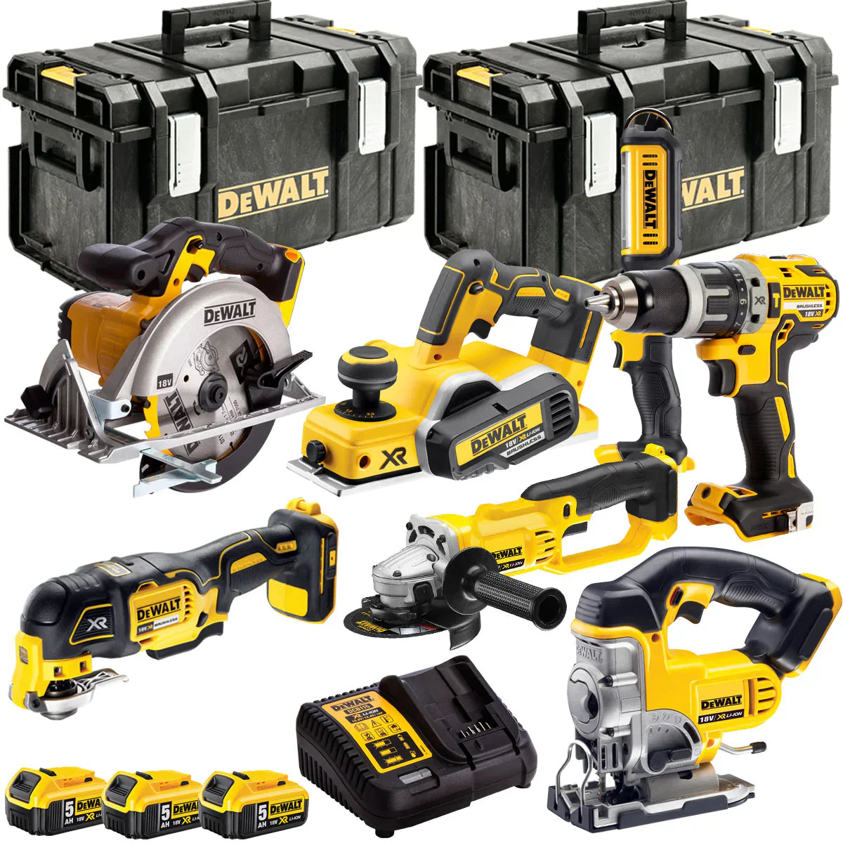 Dewalt 18V 7 Piece Power Tool Kit with 3 x 5.0Ah Batteries - MonkeyTools