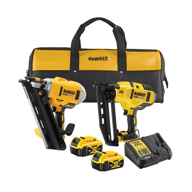Dewalt DCK2046P2 18V Brushless Twin Pack Nailer with 2 x 5.0Ah Batteries Charger & Bag - MonkeyTools