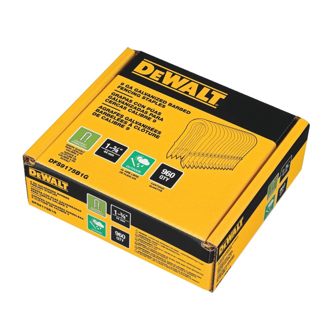 DEWALT DFS9175B1G-QZ 9G G12 GALVANISED FENCING STAPLES 45MM X960 PCS - MonkeyTools