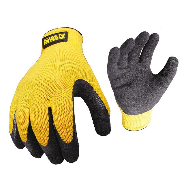DEWALT DPG70L EU RUBBER COATED LATEX GRIPPER GLOVES - BLACK/YELLOW LARGE - MonkeyTools