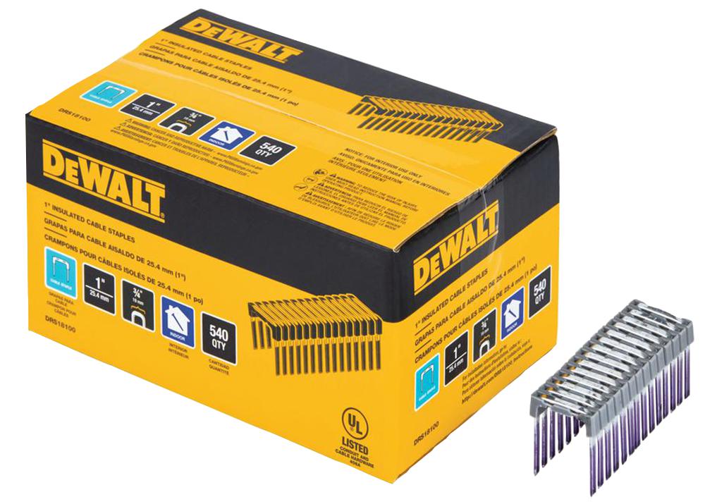 DEWALT DRS18100-XJ 25MM X 19MM INSULATED CROWN CABLE STAPLES X540 PCS - MonkeyTools