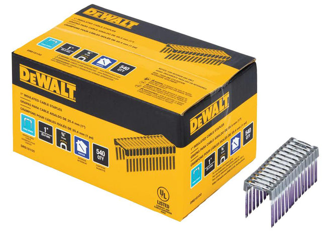 DEWALT DRS18100-XJ 25MM X 19MM INSULATED CROWN CABLE STAPLES X540 PCS - MonkeyTools