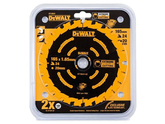 DeWalt DT10624 QZ 165mm 24T 20mm Extreme Cordless Circular Saw Blade DCS391 - MonkeyTools