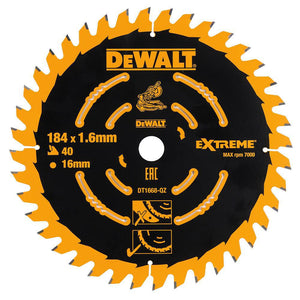 DEWALT DT1668-QZ MEDIUM SAW BLADE FOR CORDLESS MITRE SAWS 184MM X 16MM X 40 TEETH - MonkeyTools