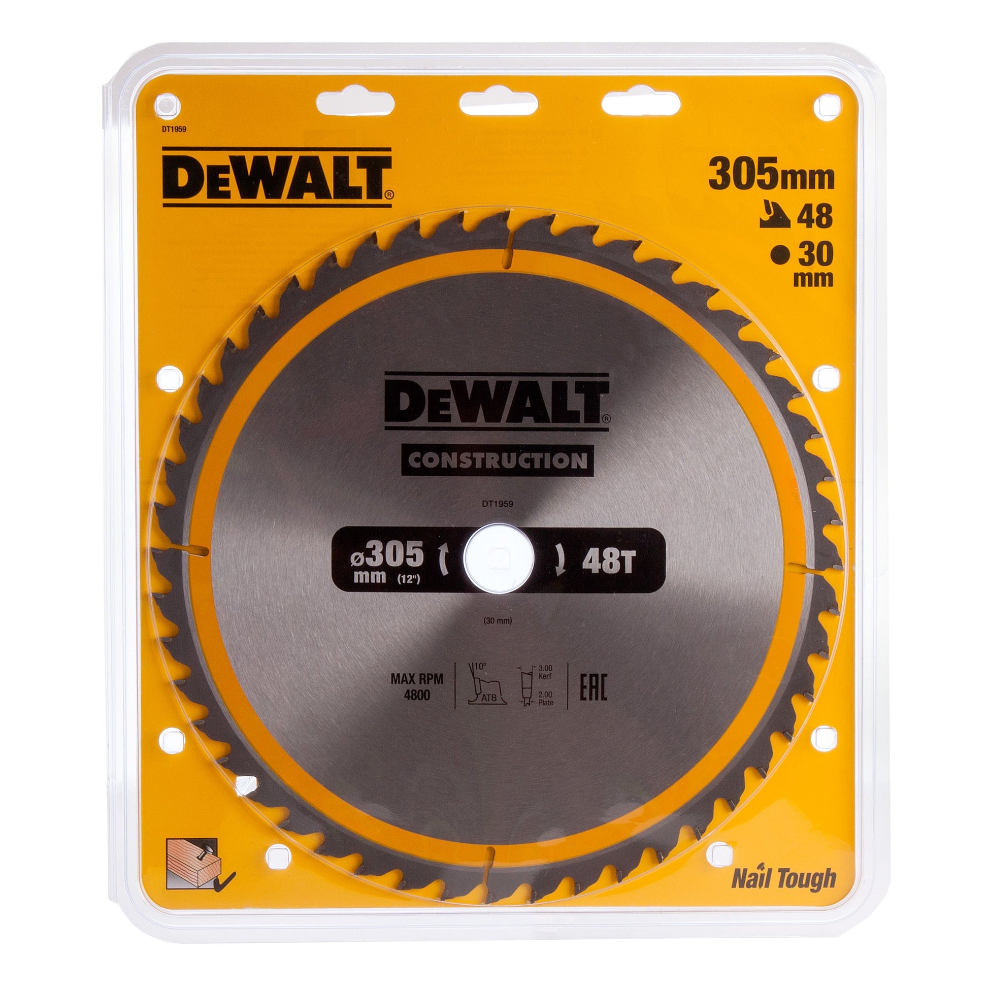 DEWALT DT1959-QZ CIRCULAR SAW BLADE CONSTRUCTION 305MM X 30MM X 48 TEETH - MonkeyTools
