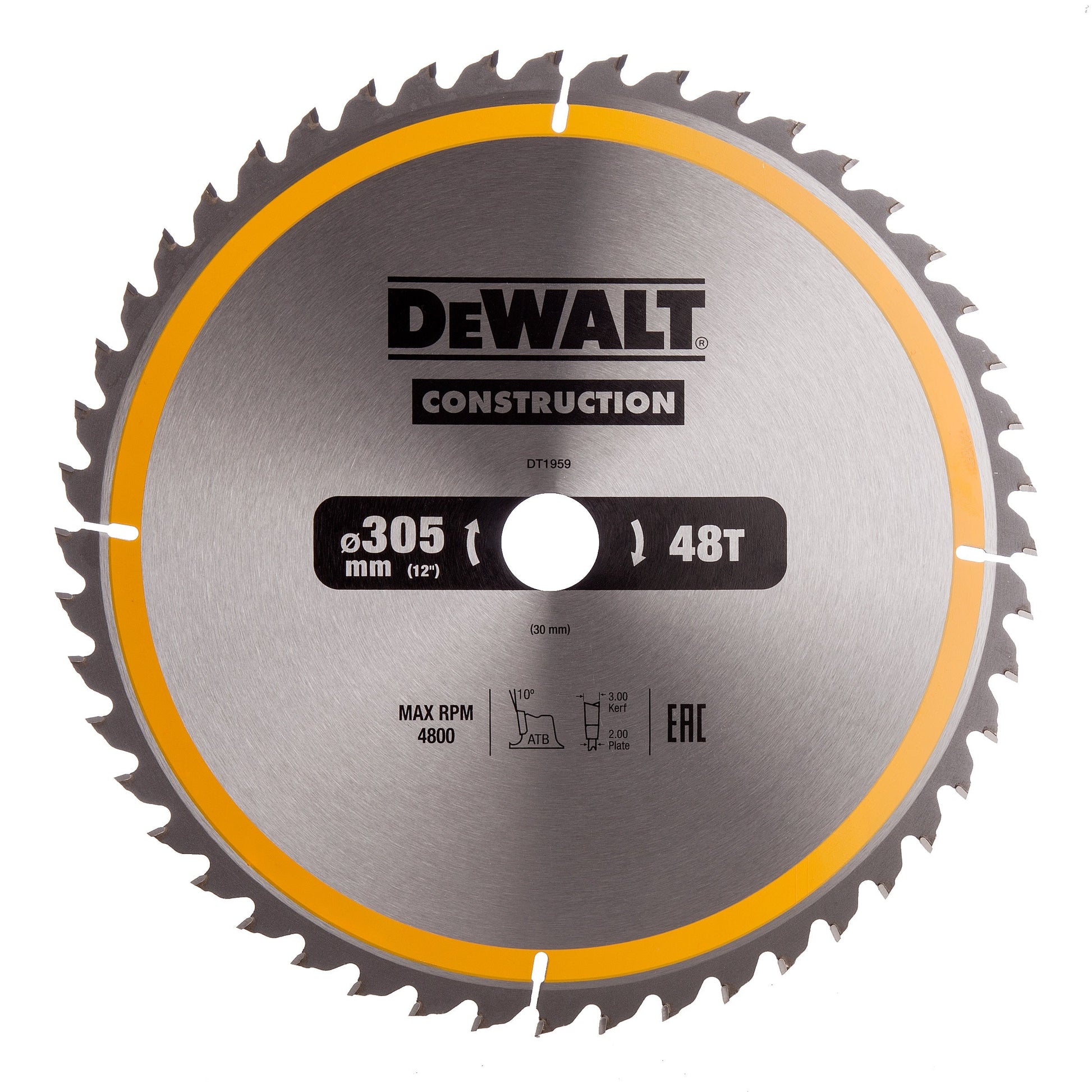 DEWALT DT1959-QZ CIRCULAR SAW BLADE CONSTRUCTION 305MM X 30MM X 48 TEETH - MonkeyTools