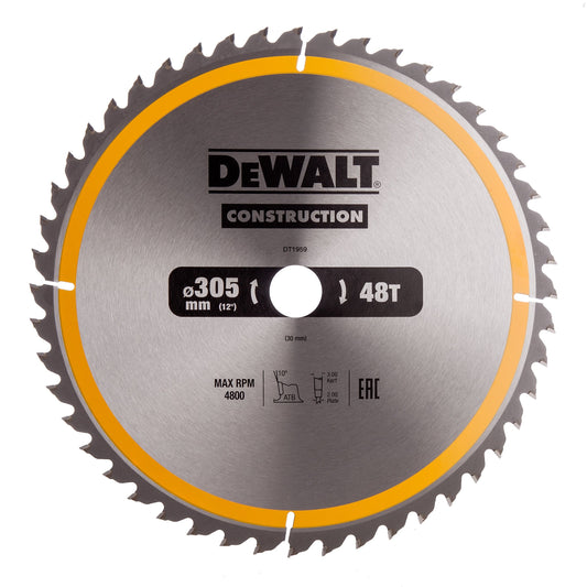 DEWALT DT1959-QZ CIRCULAR SAW BLADE CONSTRUCTION 305MM X 30MM X 48 TEETH - MonkeyTools