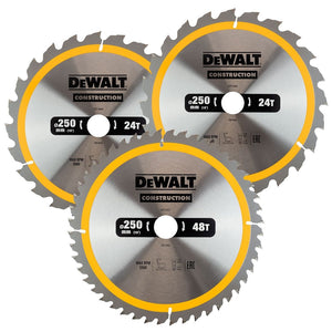 DEWALT DT1963-QZ CIRCULAR SAW BLADES CONSTRUCTION 250MM X 30MM 3 PACK - MonkeyTools