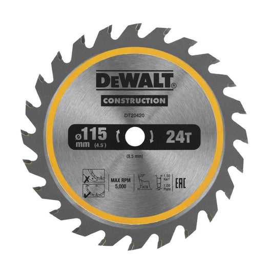 DEWALT DT20420-QZ 115MM X 9.5MM X 24T TCT CIRCULAR SAW BLADE - MonkeyTools