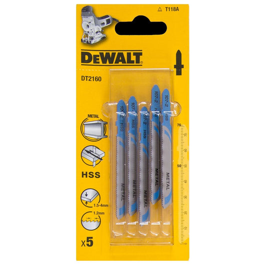 DEWALT DT2160-QZ T118A HSS JIGSAW BLADES FOR METAL X5 PCS - MonkeyTools