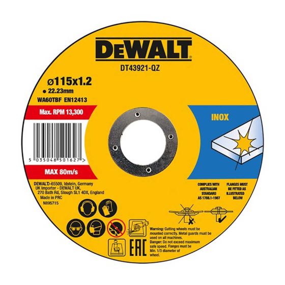 DEWALT DT43921 THIN CUTTING DISCS X10 PCS 115MM / 4.5" - MonkeyTools
