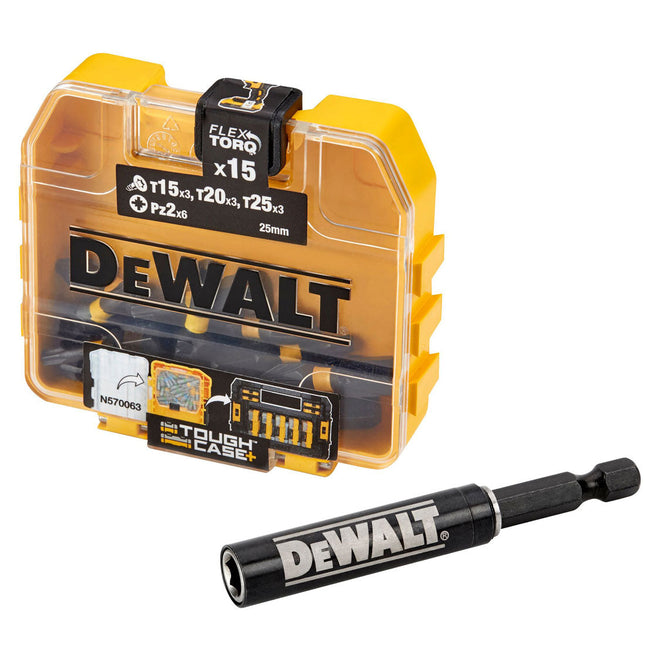 DEWALT DT70522T-QZ EXTREME FLEXTORQ TOUGHCASE SCREWDRIVING BIT SET INC BIT HOLDER X16 PCS - MonkeyTools