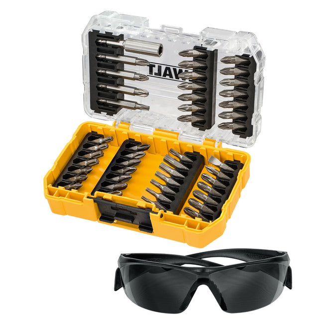 DEWALT DT70703-QZ TOUGHCASE SCREWDRIVER BIT SET INC SAFETY GLASSES X47 PCS - MonkeyTools