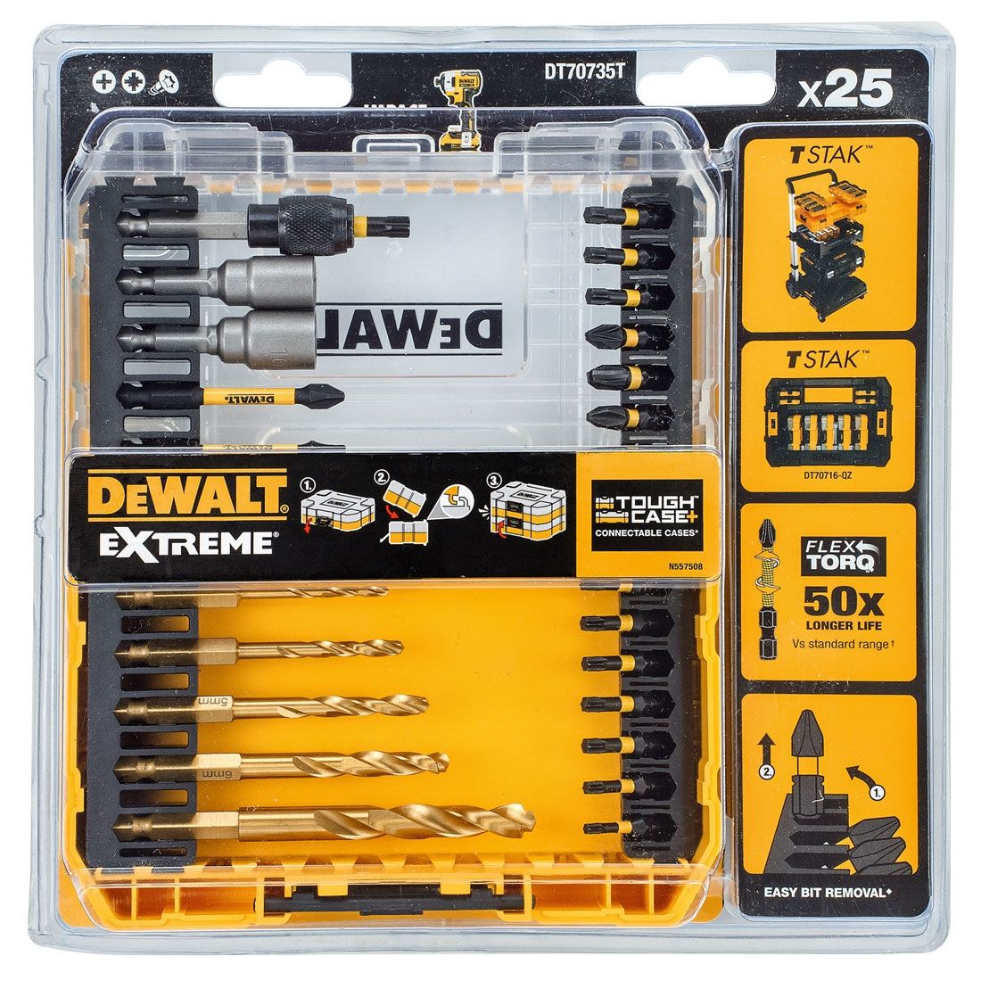DEWALT DT70735T-QZ FLEXTORQ TOUGHCASE DRILL DRIVE BIT SET X25 PCS - MonkeyTools