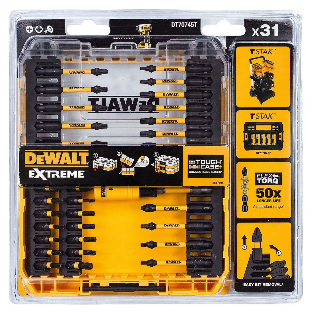 DEWALT DT70745T-QZ FLEXTORQ TOUGHCASE SCREWDRIVER BIT SET X31 PCS - MonkeyTools