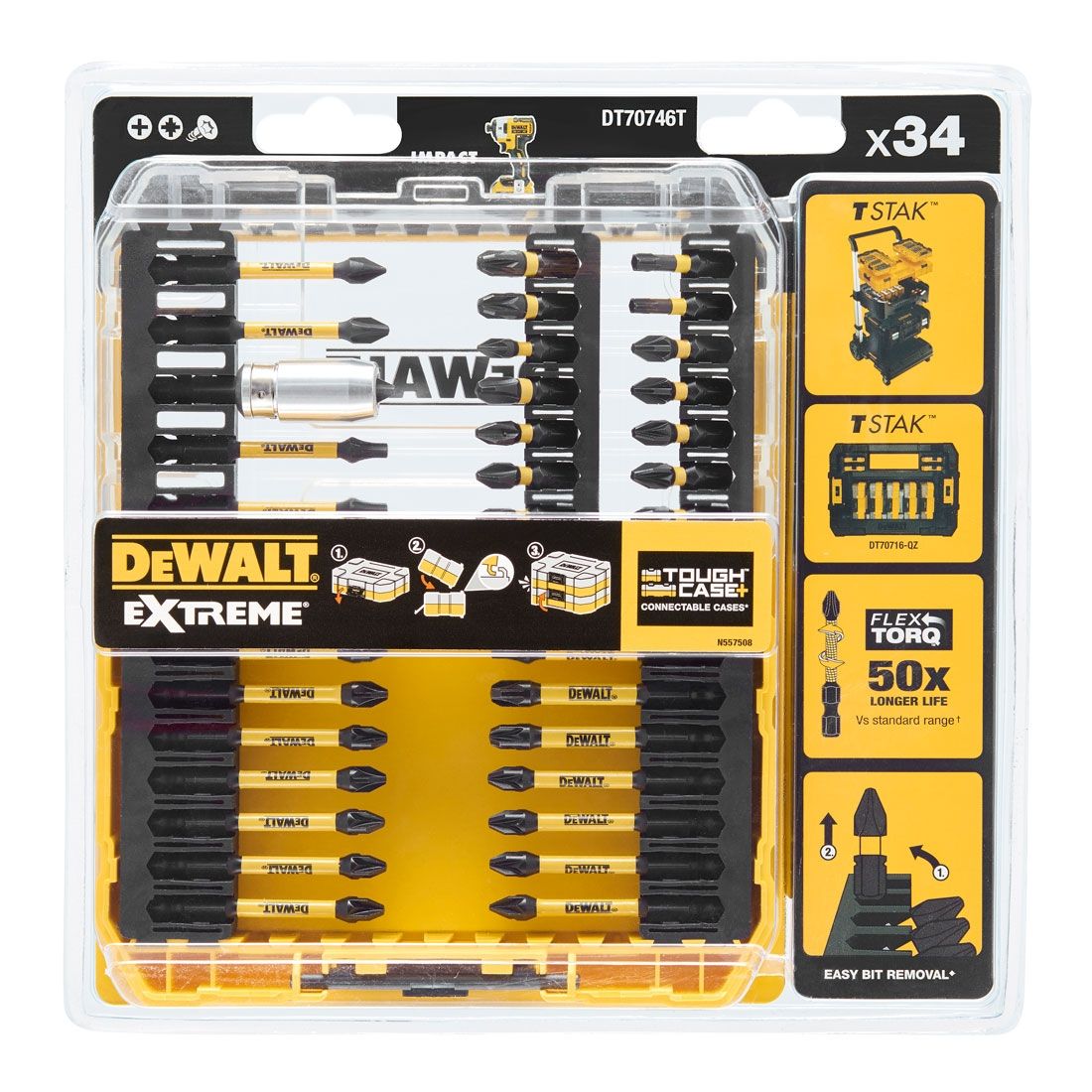 DEWALT DT70746T-QZ FLEXTORQ TOUGHCASE SCREWDRIVER BIT SET X34 PCS - MonkeyTools