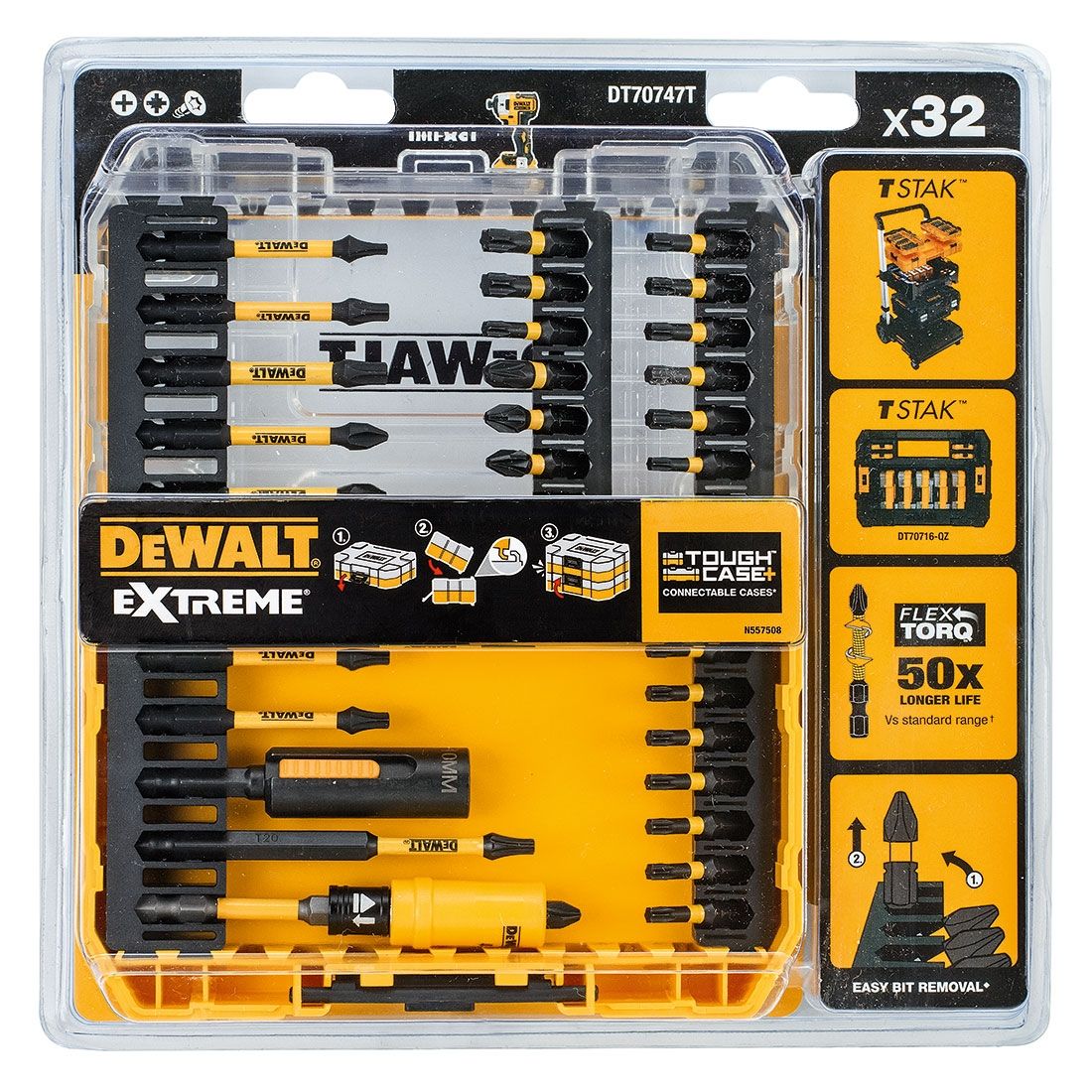 DEWALT DT70747T-QZ FLEXTORQ TOUGHCASE SCREWDRIVER BIT SET X32 PCS - MonkeyTools
