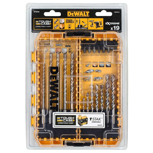 DEWALT DT70754-QZ SDS+ PLUS MASONRY TOUGHCASE DRILL DRIVE SET X19 PCS - MonkeyTools