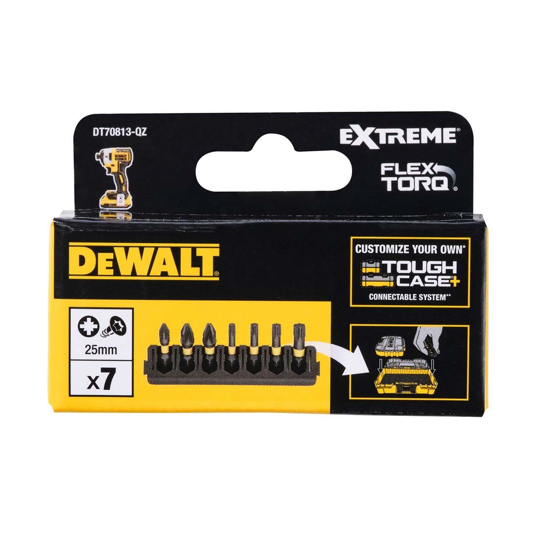 DEWALT DT70813-QZ EXTREME FLEXTORQ TOUGHCASE PZ & TX SCREWDRIVER BIT BAR SET X7 PCS - MonkeyTools