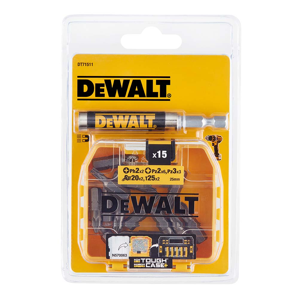 DEWALT DT71511-QZ TOUGHCASE SCREWDRIVING BIT SET INC BIT HOLDER X16 PCS - MonkeyTools