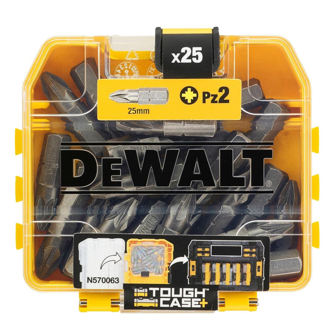 DEWALT DT71521-QZ PZ2 X 25MM SCREWDRIVER BITS IN TOUGHCASE TIC TAC CASE X25 PCS - MonkeyTools