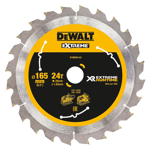DEWALT DT99560-QZ XTREME RUNTIME 165MM X 20MM 24T BLADE FOR CORDED & CORDLESS SAWS - MonkeyTools