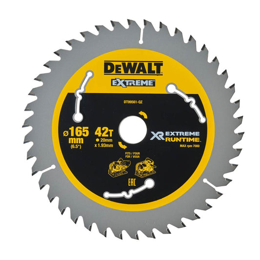 DEWALT DT99561-QZ XTREME RUNTIME 165MM X 20MM 42T BLADE FOR CORDED & CORDLESS SAWS - MonkeyTools