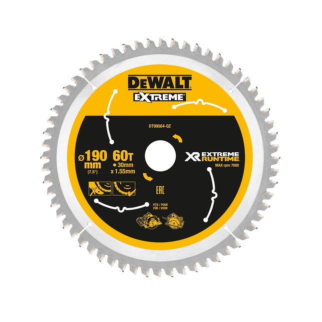 DEWALT DT99564-QZ XR XTREME RUNTIME 190MM X 30MM X 60T CSB CIRCULAR SAW BLADE - MonkeyTools