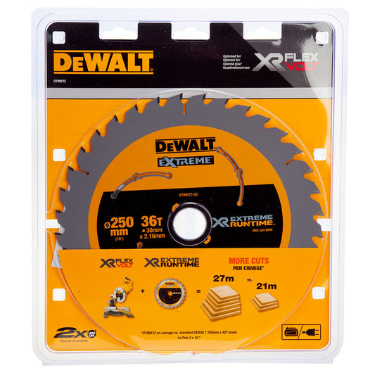 DEWALT DT99572-QZ XTREME RUNTIME 250MM X 30MM 36T BLADE FOR CORDED & CORDLESS SAWS - MonkeyTools