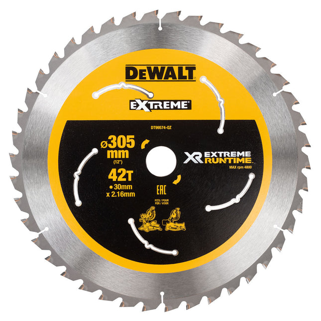 DEWALT DT99574-QZ EXTREME RUNTIME 305MM X 30MM X 42T MITRE SAW BLADE FOR DHS780 - MonkeyTools