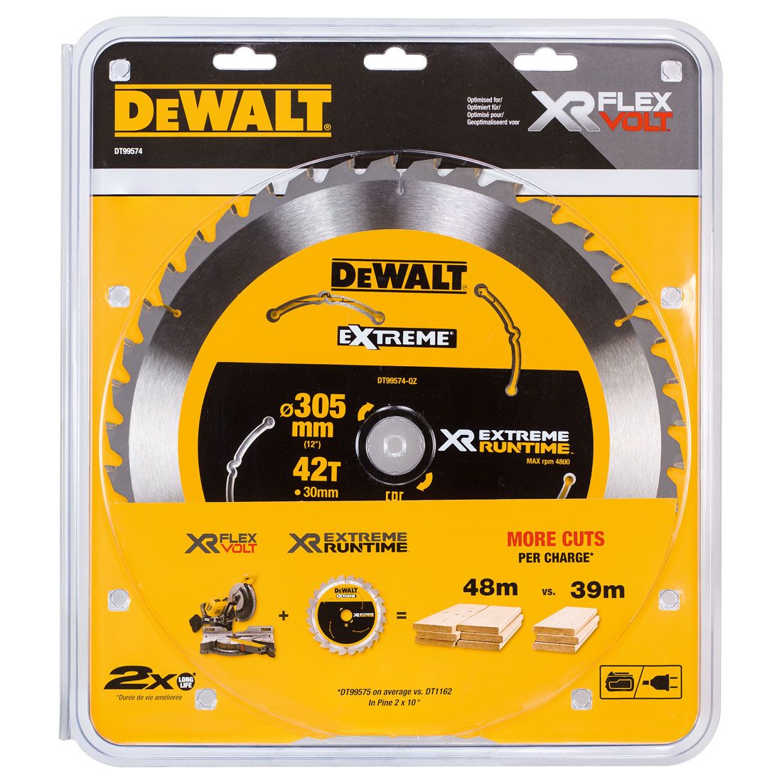 DEWALT DT99574-QZ EXTREME RUNTIME 305MM X 30MM X 42T MITRE SAW BLADE FOR DHS780 - MonkeyTools