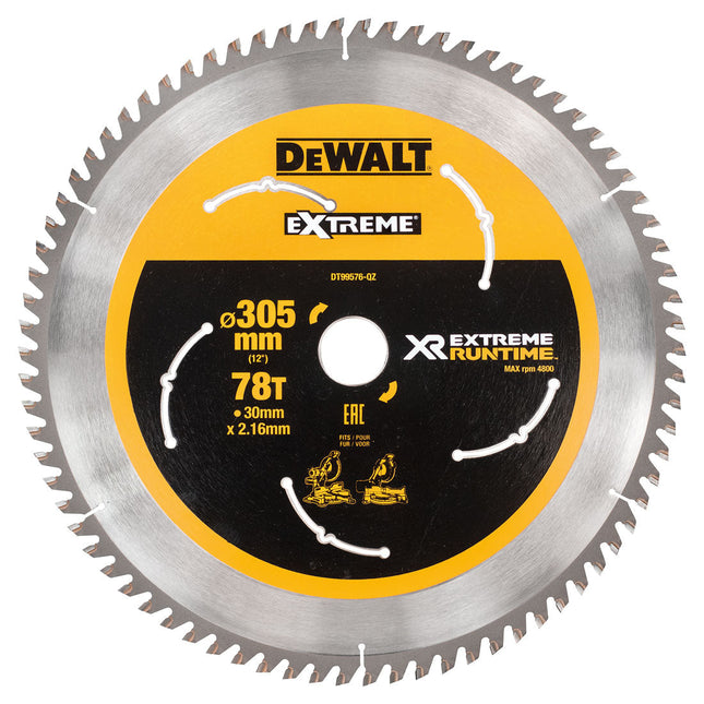 DEWALT DT99576-QZ EXTREME RUNTIME 305MM X 30MM X 78T MITRE SAW BLADE FOR DHS780 - MonkeyTools