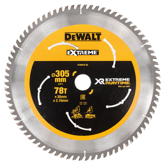 DEWALT DT99576-QZ EXTREME RUNTIME 305MM X 30MM X 78T MITRE SAW BLADE FOR DHS780 - MonkeyTools