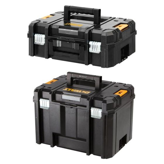 DEWALT DWST1-71195K TSTAK VI DEEP TOOL STORAGE BOX & TSTAK II SUITCASE FLAT TOP TOOL STORAGE BOX TWIN KIT - MonkeyTools