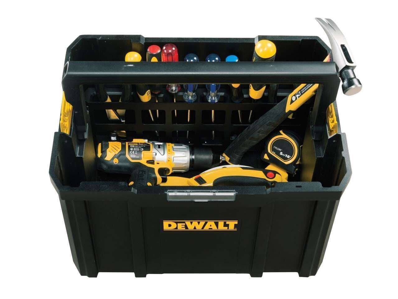 DEWALT DWST1-71228 Plastic Tstack Stackable Basket 17" Tool Tote - Black - MonkeyTools