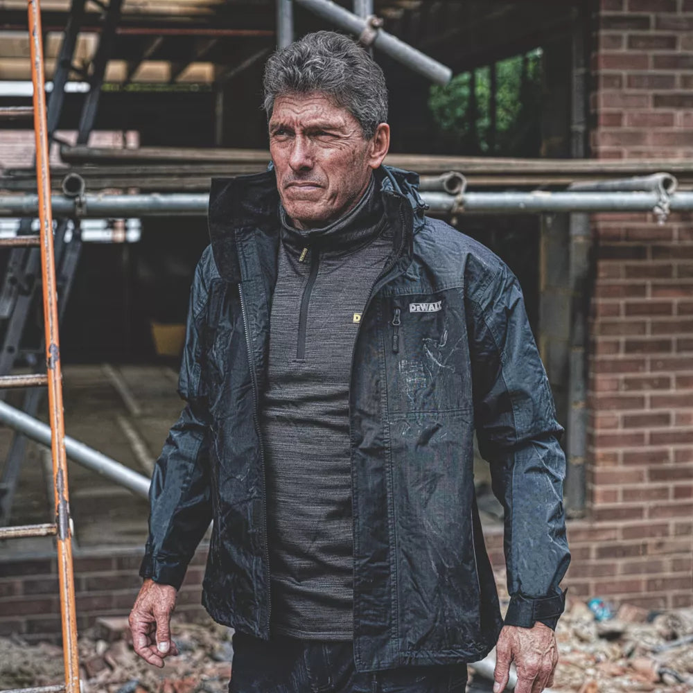 DEWALT STORM WATERPROOF JACKET BLACK / GREY LARGE 42-44" CHEST - MonkeyTools