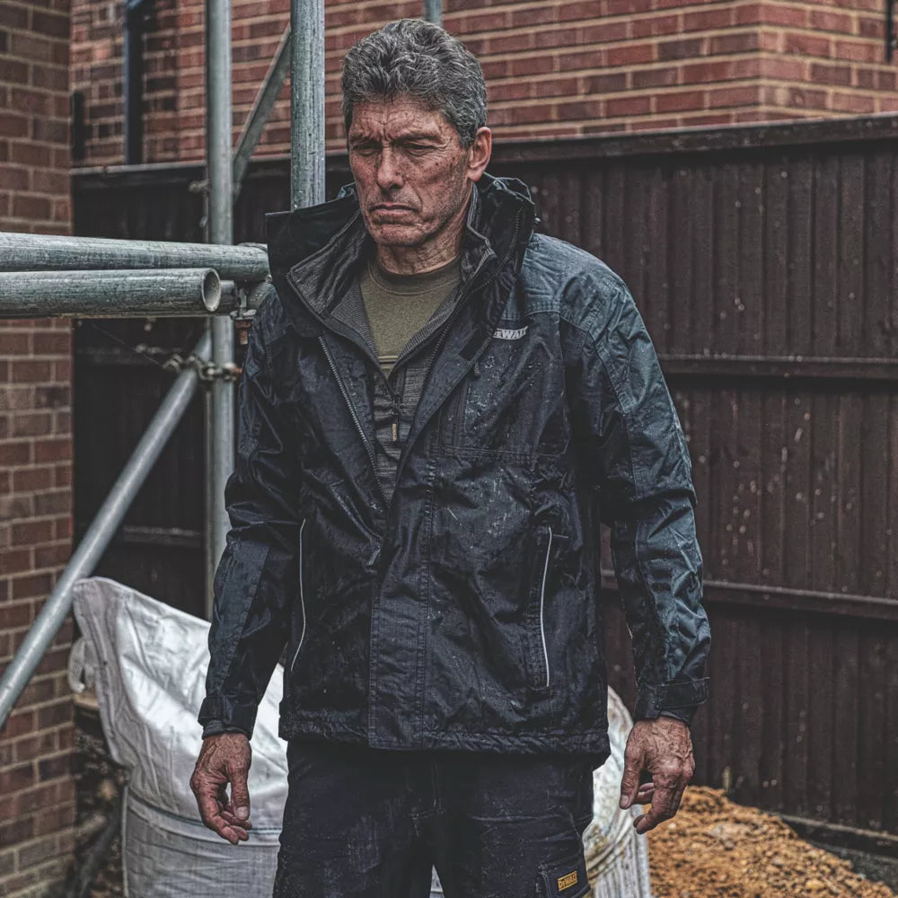 DEWALT STORM WATERPROOF JACKET BLACK / GREY X LARGE 45-47" CHEST - MonkeyTools