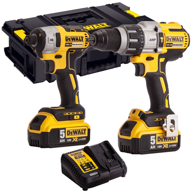 Dewalt DCK276P2 18V Brushless Twin Kit with 2 x 5.0Ah Battery Charger & Toughsystem Box - MonkeyTools
