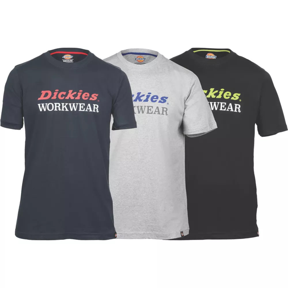 DICKIES RUTLAND SHORT SLEEVE T-SHIRT SET ASSORTED COLOURS LARGE 39.3" CHEST 3 PIECES - MonkeyTools