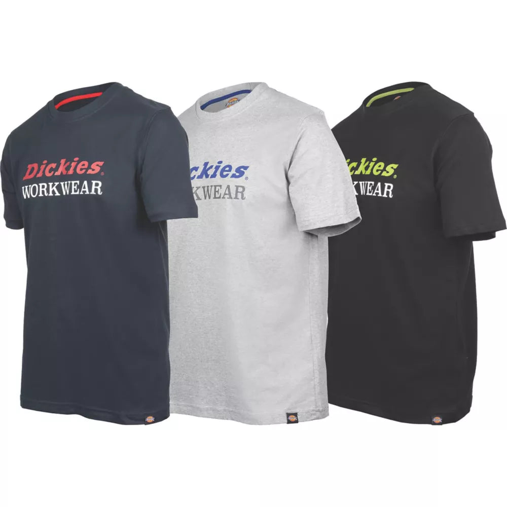 DICKIES RUTLAND SHORT SLEEVE T-SHIRT SET ASSORTED COLOURS X LARGE 40.9" CHEST 3 PIECES - MonkeyTools