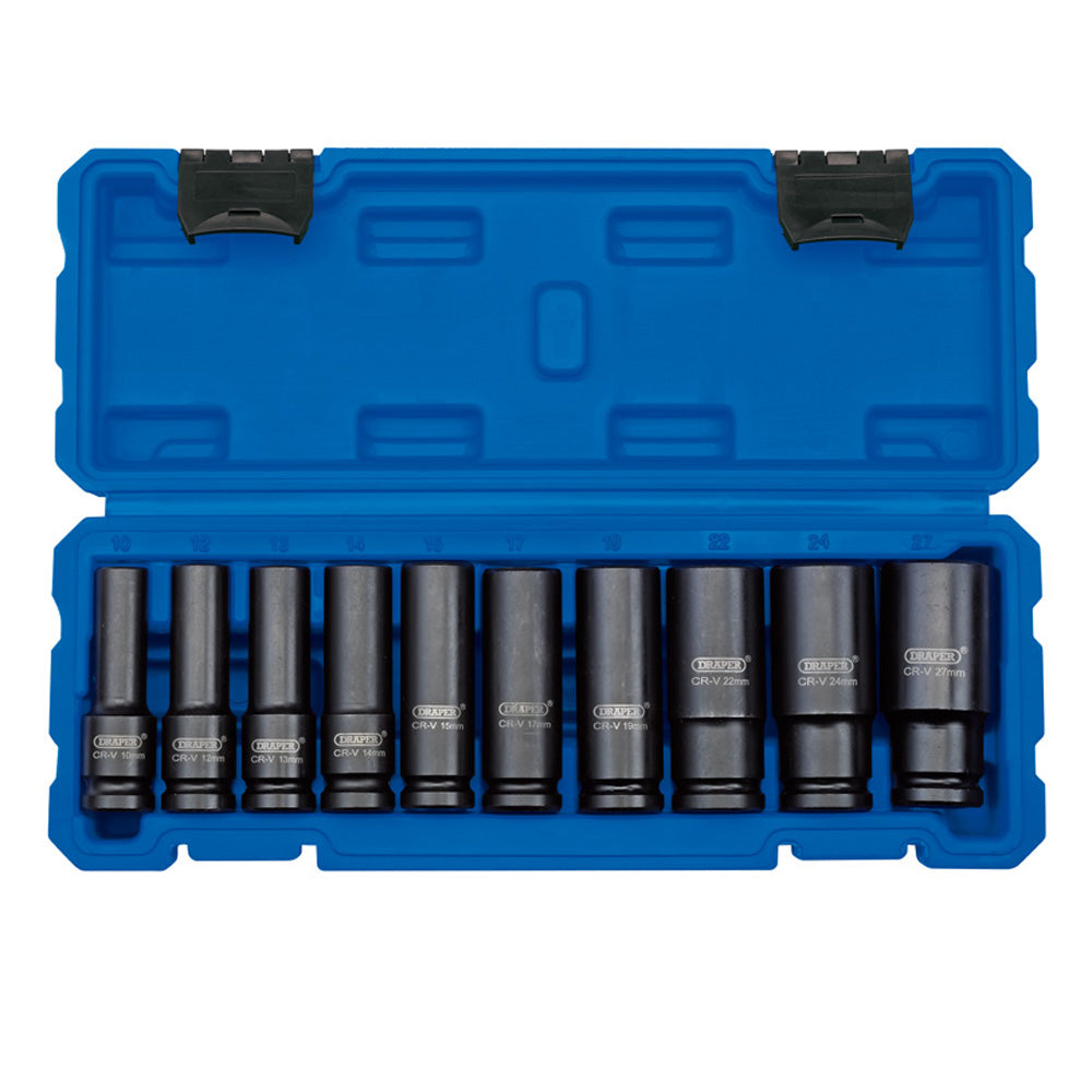 Draper 1/2" Square Drive Impact Socket Metric Deep Set of 10 Piece - 83096 - MonkeyTools