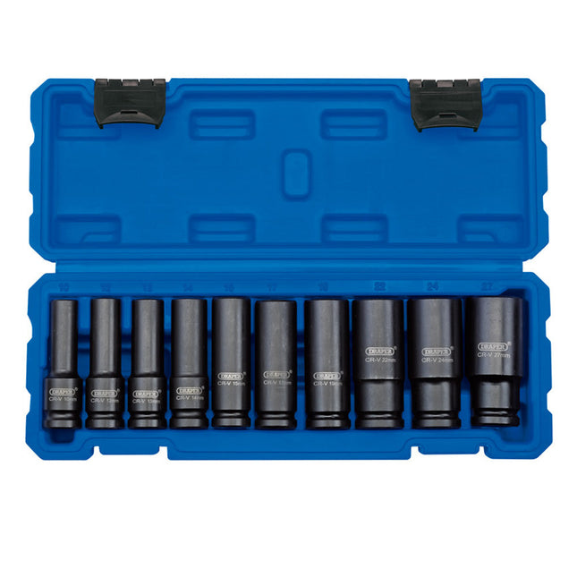 Draper 1/2" Square Drive Impact Socket Metric Deep Set of 10 Piece - 83096 - MonkeyTools