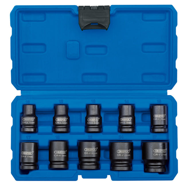 Draper 1/2" Square Drive Impact Socket Metric Set of 10 Piece - 83092 - MonkeyTools